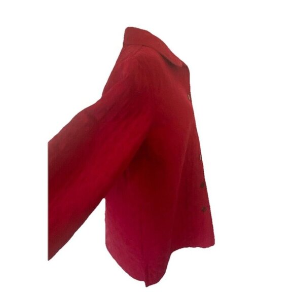 Talbots Red Quilted Lined Shirt Jacket Shacket Womens Sz M Barn Chore Colorful V - Picture 2 of 15